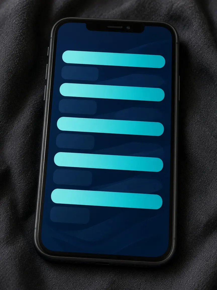 Teléfono en vertical con una lista abstracta