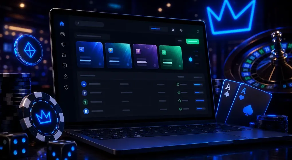 Monedas cripto y una cartera con luz azul